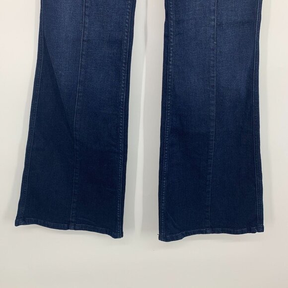Anthropologie Pilcro Jeans Blue Denim Seamed Flare Leg Fabric Belt - Picture 6 of 9